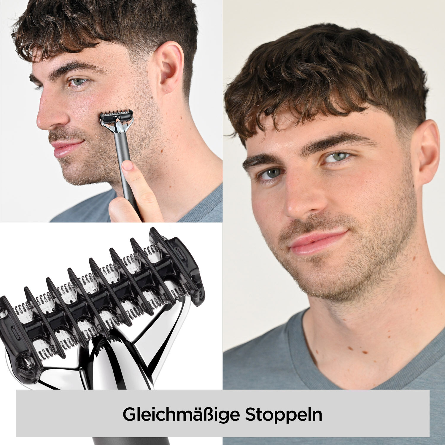 FLEXIBLE KLINGE - 
50&deg; flexible Klinge folgt den Konturen des Gesichts f&uuml;r gr&uuml;ndliches, angenehmes Rasieren und Trimmen. 